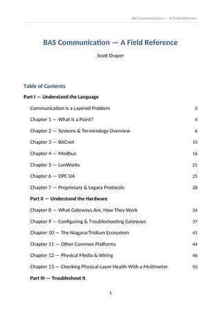 BAS Communication, page 1: Contents