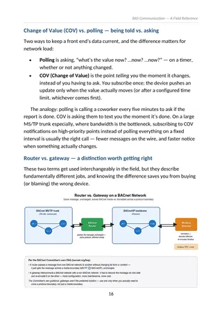 BAS Communication, page 16: COV vs. polling, router vs. gateway